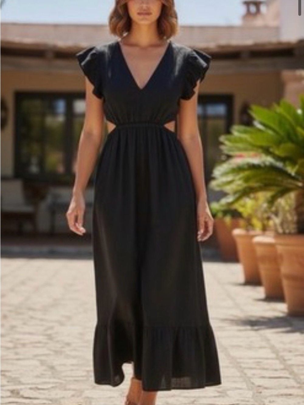Marie Oliver Black Linen Verana Dress